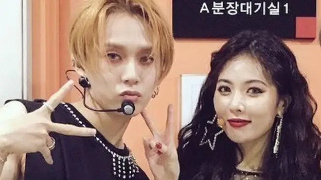 E'Dawn (left) and HyunA (middle) formed K-pop band Triple H with Hui (right)