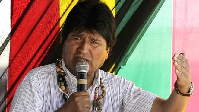 President Evo Morales speaks during ceremony in Cobija, north of La Paz, 30 September 2014