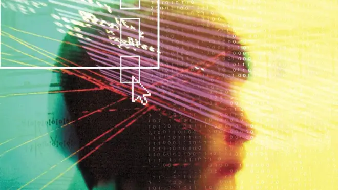 Стрелка курсора на фоне изображения человеческой головы