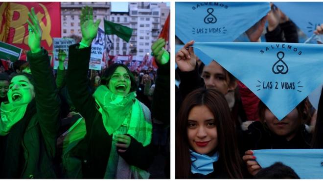Mujeres a favor y en contra de la despenalización del aborto en Argentina