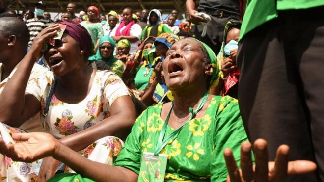 Mourners at President Magufuli's funeral