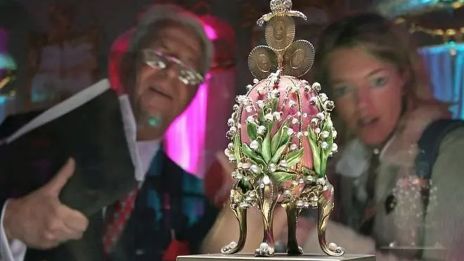 huevo de Peter Fabergé en una exhibición en Alemania.