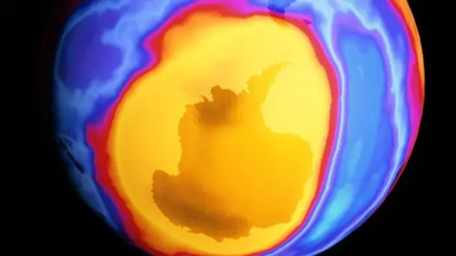 The ozone hole over Antarctica in the year 2000