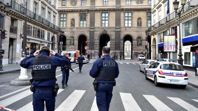 Полицейские у Лувра