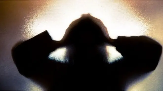 Graphic of shadow of pesin wey put hand for head