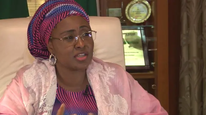 Wife of Nigeria president Aisha Buhari don dey campaign say di kontri politics must get more women inside
