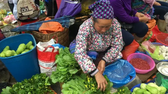 Quang cảnh một khu chợ ở Việt Nam, hình chụp