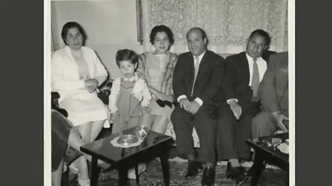 Edwin Shuker and his parents and grandmother at home in Baghdad before they left in 1971
