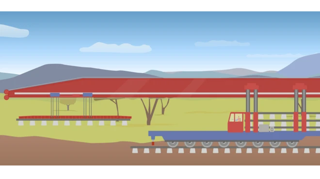 Graphic of the track-laying machine