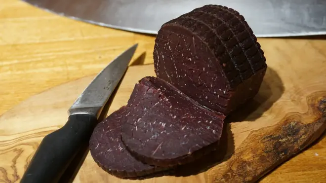 Whale meat sausage