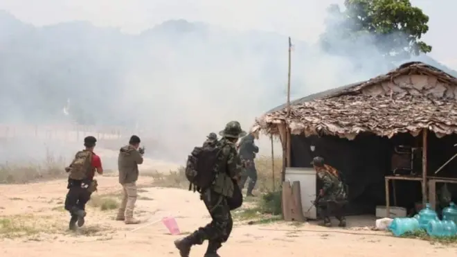 ภาพจากฝ่ายต่อต้านทหารเมียนมาที่ส่งให้กับสื่อมวลชน