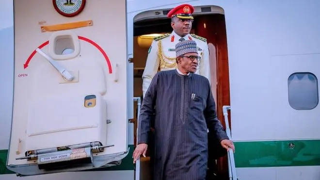 President Muhammadu Buhari wen im land Abuja