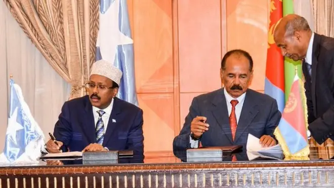 ፕረዚደንት መሓመድ ፋራማጆን ፕረዚደንት ኢሳይያስ ኣፈወርቂን ስምምዕ እናፈረሙ