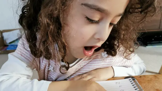 Thea Herodotou says that her daughter Zoe, pictured, took a few sessions to get used to her virtual childminder