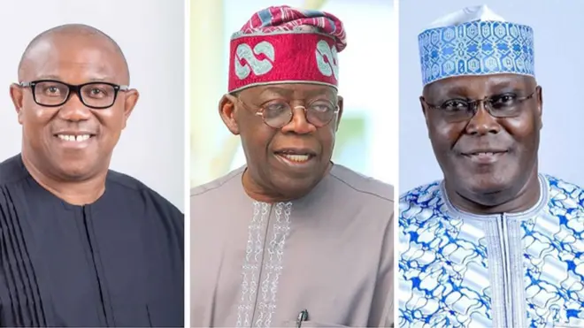 Di 2023 presidential election for Nigeria na 3-horse race