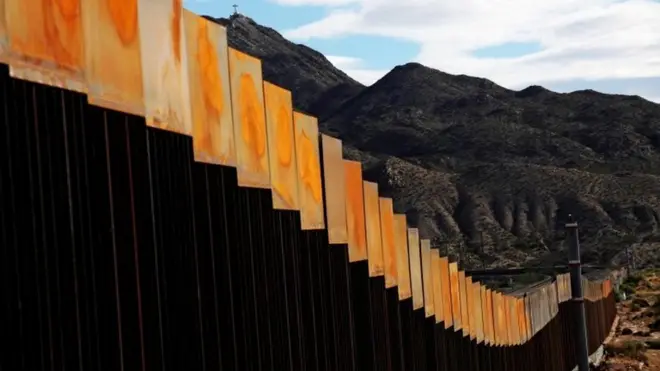 A section of the wall on the US-Mexican border