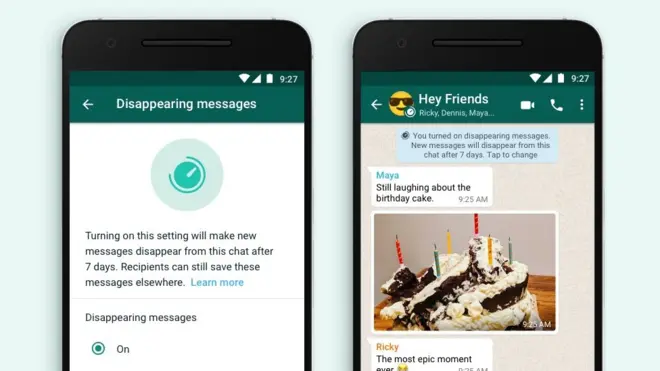 WhatsApp a introduit le paramètre de disparition de messages