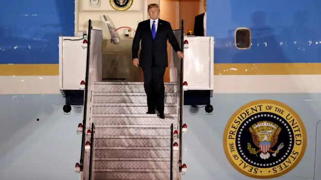 Donald Trump llegó a Singapur después de que lo hiciera Kim Jong-un.