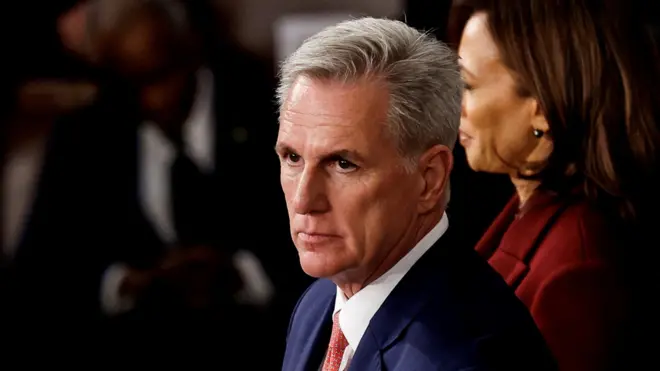 House Speaker Kevin McCarthy (R-CA) attends U.S. President Joe Biden"s State of the Union address at the U.S. Capitol in Washington, U.S., February 7, 2023.
