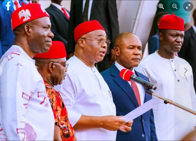 Charles Soludo, Alex Otti, Hope Uzodimma ,Peter Mba na Francis Nwifur