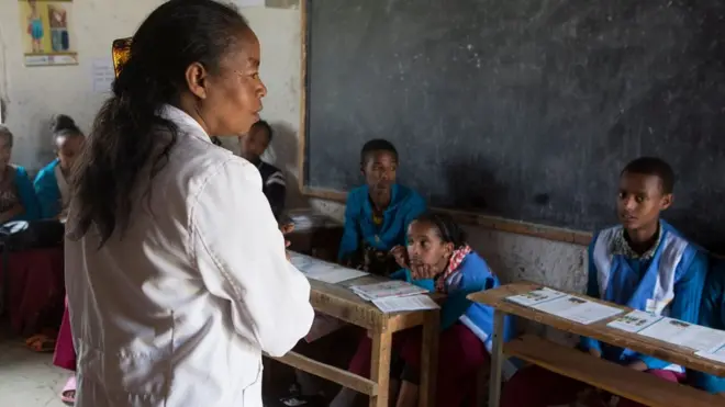 መምህር ምስ ተምሃሮ ኣብ ክፍሊ