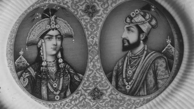 رسم شاه جهان وزوجته ممتاز محل