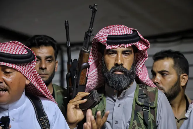 عشائر في إدلب تعلن النفير العام دعماً لأهالي السويداء، في 17 تموز/يوليو 2025