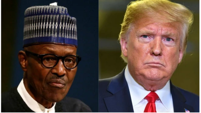 Buhari (left) Trump (right)