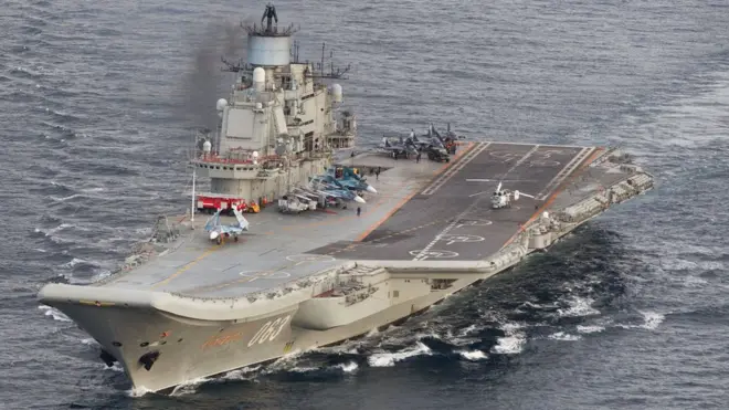 Admiral Kuznetsov: A Norwegian reconnaissance plane took the photo off Andoeya Island on Monday