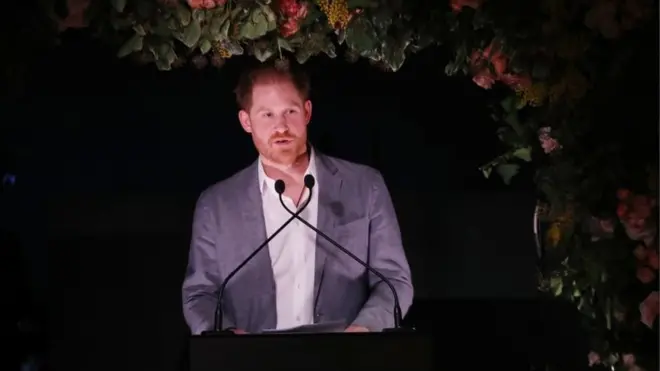 Prince Harry speaking on Sunday evening