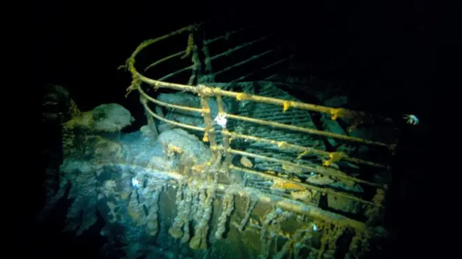 The Titanic sits 3,800m (12,500ft) down at the bottom of the Atlantic (file image)