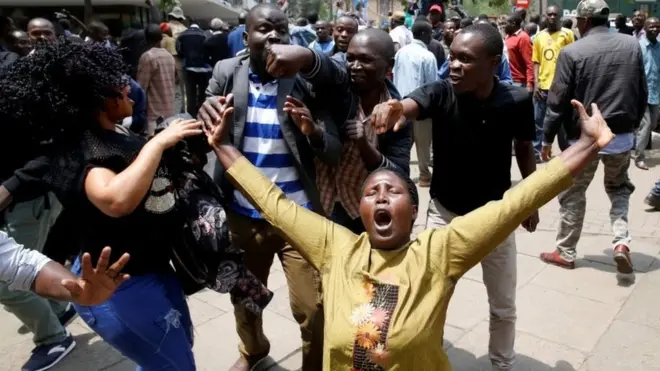 Opposition supporters celebratin Nairobi