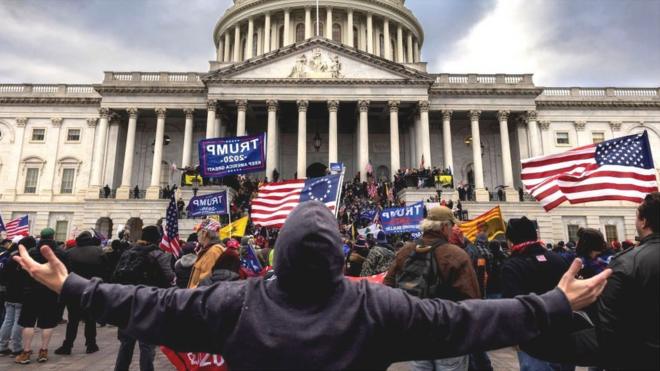 Image shows protesters at the 6 January attack at the Capitol