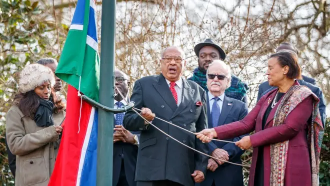 Commonwealth do flag-raising ceremony to welcome Gambia.