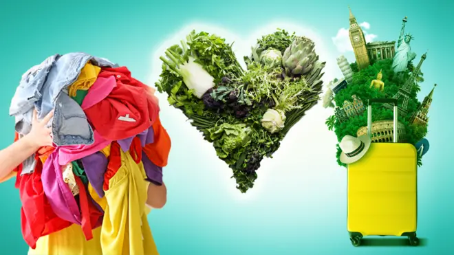 Clothes, green food and travel