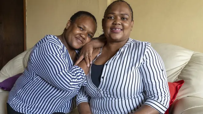 Nomsa Sibaya (L) and her twin Thembi Makhoba