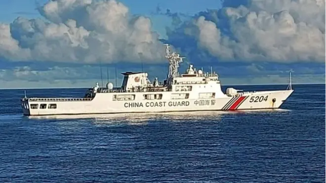 Badan Keamanan Laut (Bakamla) mendeteksi kapal coast guard China (CCG) dengan nomor lambung 5204 di perairan Natuna, pada Sabtu (12/09).