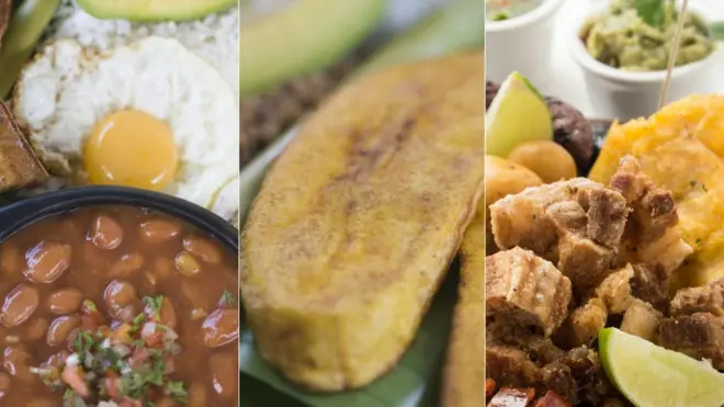 Bandeja paisa, plátanos y picada
