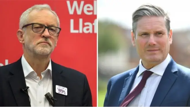 Jeremy Corbyn (solda), Keir Starmer (sağda)
