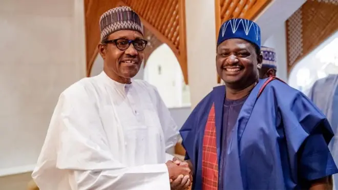 Aworan aarẹ Buhari ati Femi Adesina