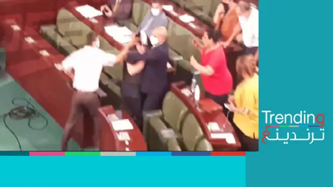 نائب تونسي يصفع البرلمانية عبير موسي على الملأ في البرلمان