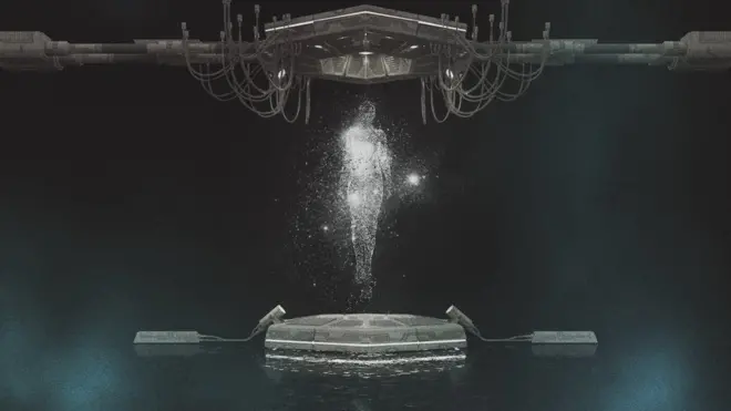 Силуэт человека в телепорте