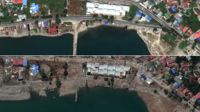 View of jetty before and after