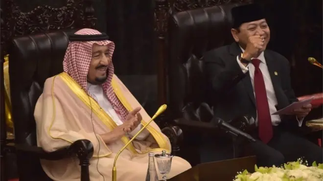 Ketua DPR banyak tertawa saat berpidato menjelang pidato Raja Salman.