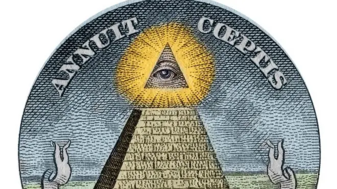 Piramidi na jicho linaloona kila kitu , ni nembo iliotumika katika chapa kuu ya Marekani