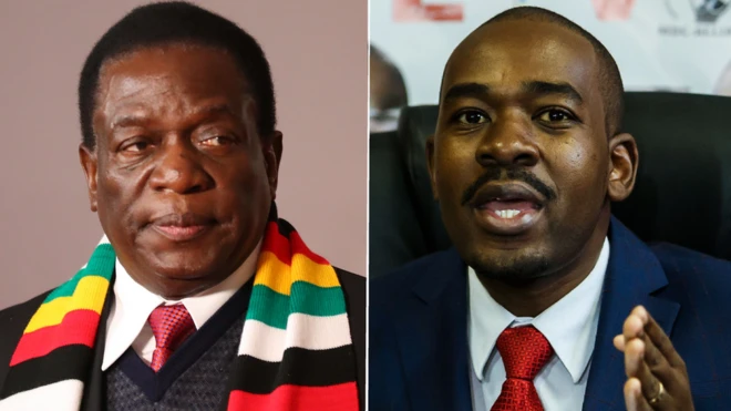 Emmerson Mnangagwa na Nelson Chamisa