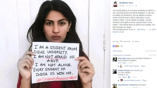 گرمیہر نے دعوی کیا تھا کہ ان کی سہیلیوں کو ریپ کی دھمکیاں دی جا رہی ہیں