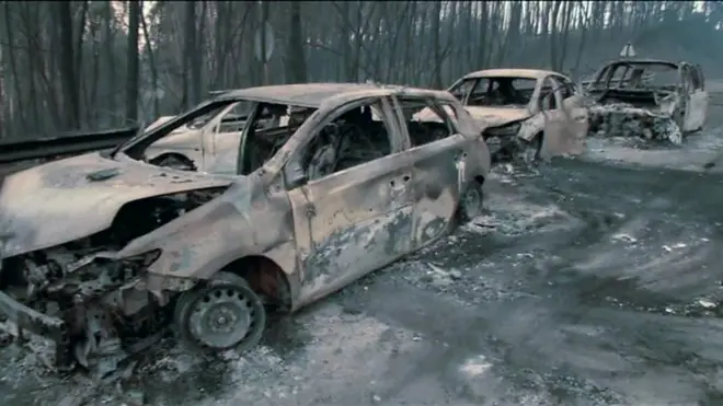 Coches calcinados en Portugal