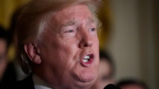 US President Donald Trump delivers a speech during an event at the White House in Washington DC