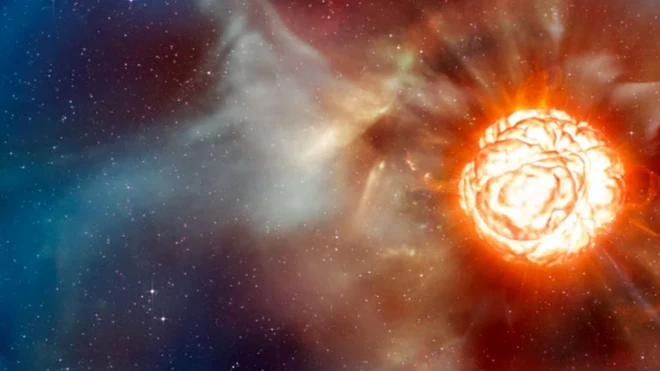 ภาพจากจินตนาการของศิลปิน จำลองการเกิดซูเปอร์โนวาของดาวบีเทลจุส